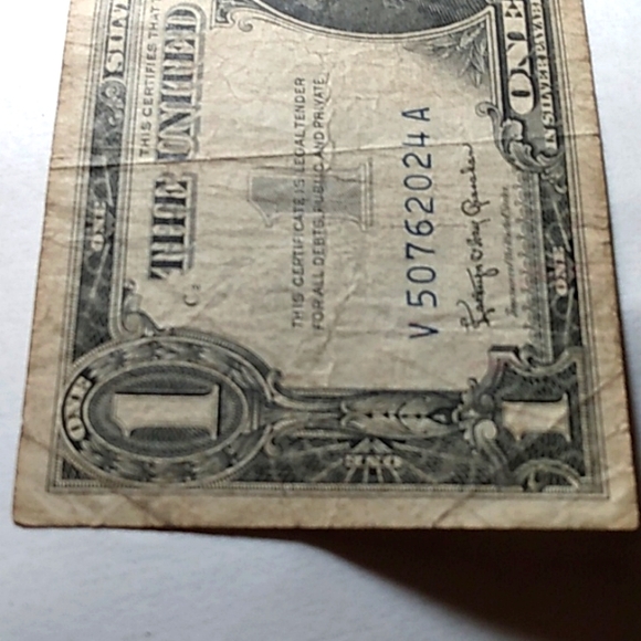 Series 1957 B Silver Certificate One Dollar Bill V50762024 A Blue Seal - Picture 4 of 4